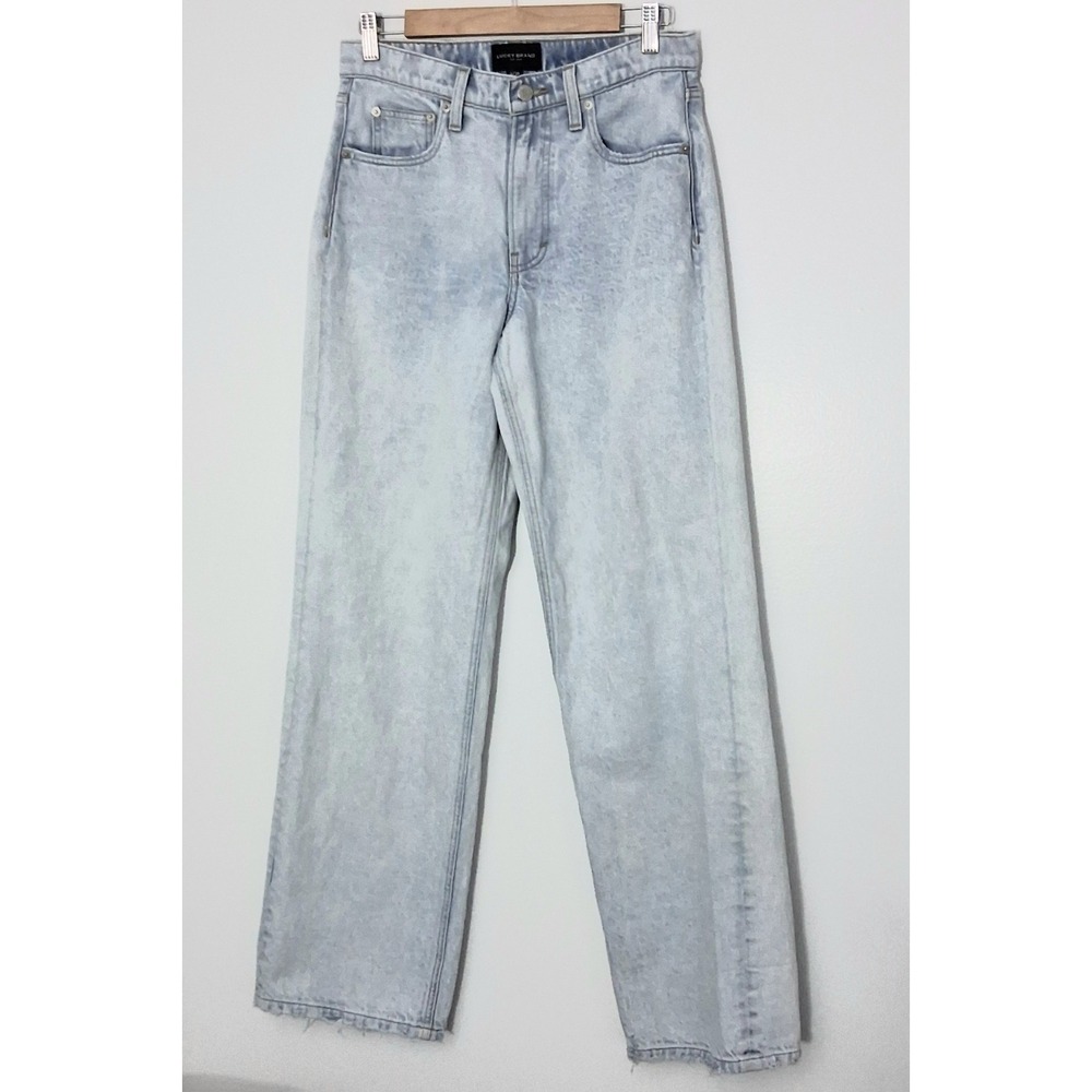 Lucky Brand Jeans Women's Size 6 Light Wash Wide Leg High Rise Raw Hem Pockets